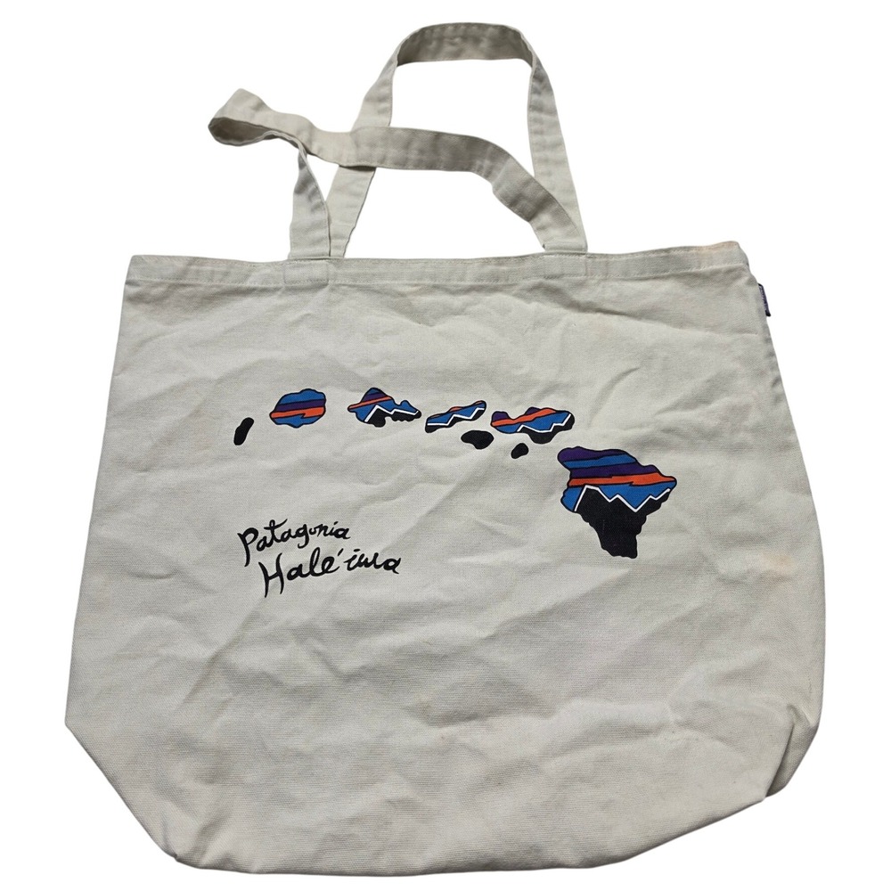 Patagonia Hale'iwa Hawaii Islands Canvas Tote Bag Cream Organic Cotton STY59380
